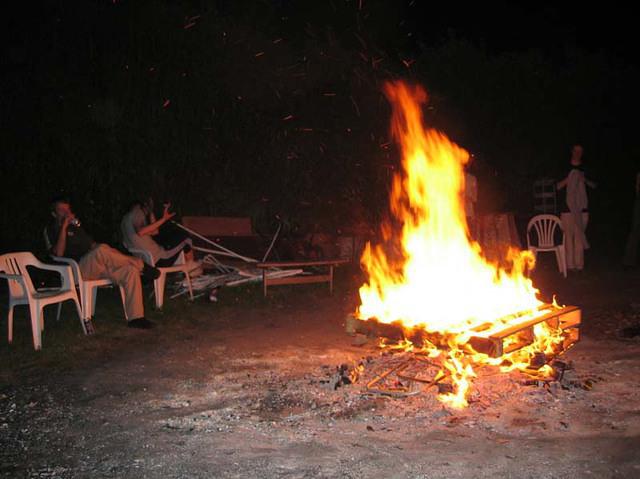 A very hot bonfire...and me cowering like a girl